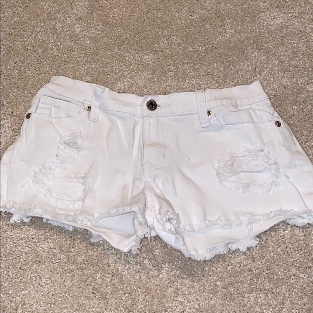 White jean shorts